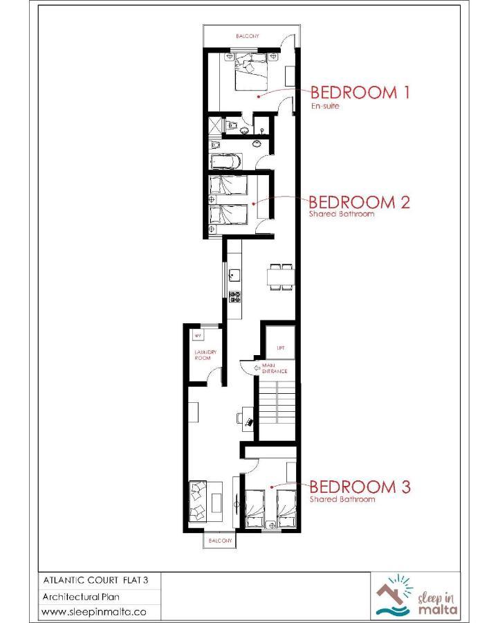F3 Room 3, Private Room Two Single Beds Shared Bathroom Msida Exterior photo